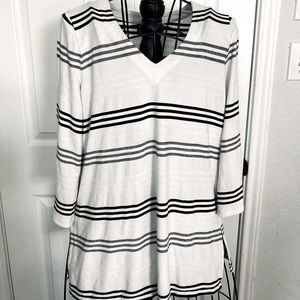 J.Jill white black stripe top small